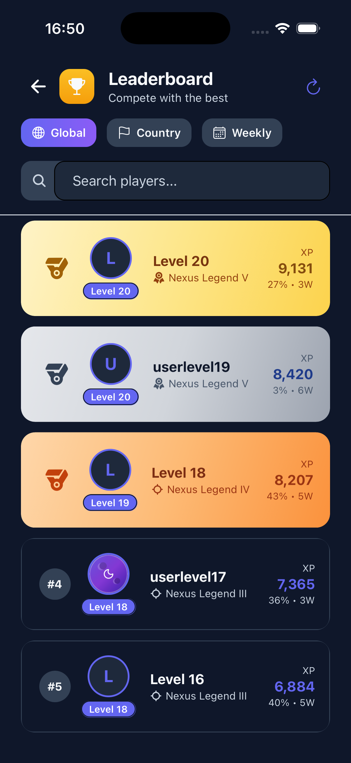 TriviaNexus leaderboards